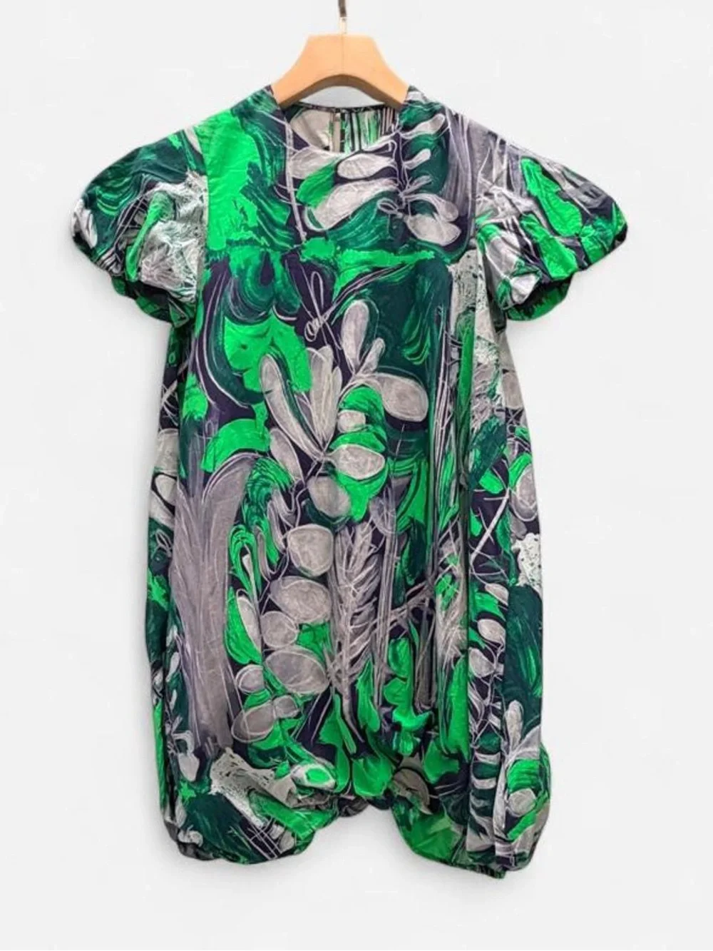 JNBY Girls' Green Floral Bubble Dress